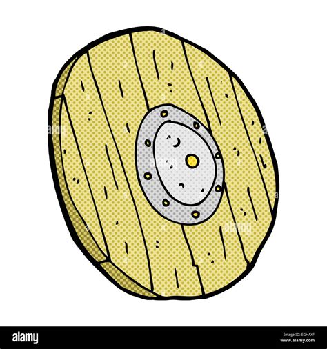 Retro Al Estilo De Los C Mics Dibujos Animados Escudo De Madera Imagen