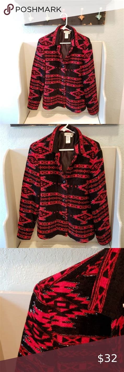 Coldwater Creek Aztec Southwestern Beaded Jacket L