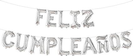 Amazon Katchon Silver Feliz Cumpleanos Balloons Banner Inch