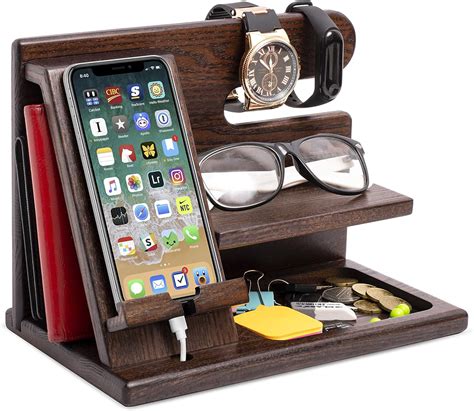 Teslyar Holz Telefon Dockingstation M Nner Schreibtisch Organizer