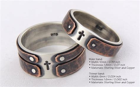 His And Her Ring Set Cross Wedding Ring Set Unique Couple Etsy