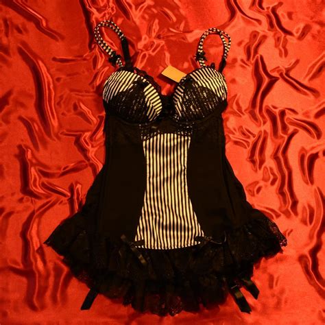 La Senza Triple Gel Satin Striped Bustier Lingerie Depop