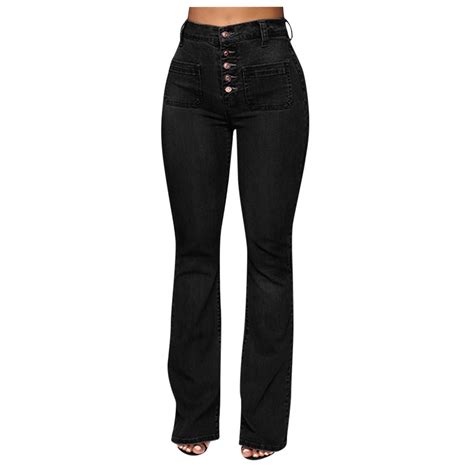 Jeans For Teen Girls Mid Rise Straight Leg Jeans Solid Black L