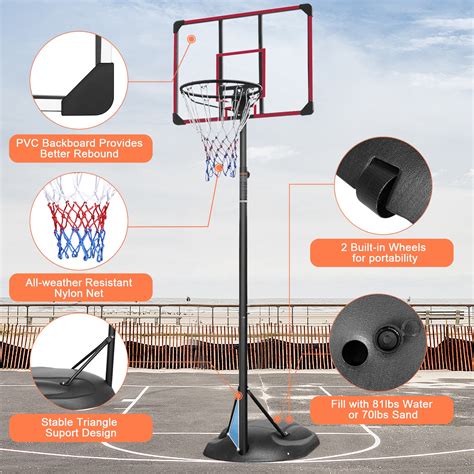 Height Adjustable Portable Basketball Hoop System With 32 Inch