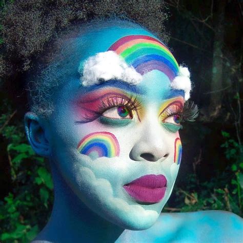 Rainbow Emoji Inspired Make Up Unique Art Makeup Carnival Face Paint