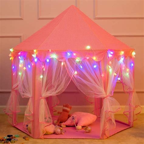 Princess Castle Tent For Girls With Star Lights Play Tents For Kids