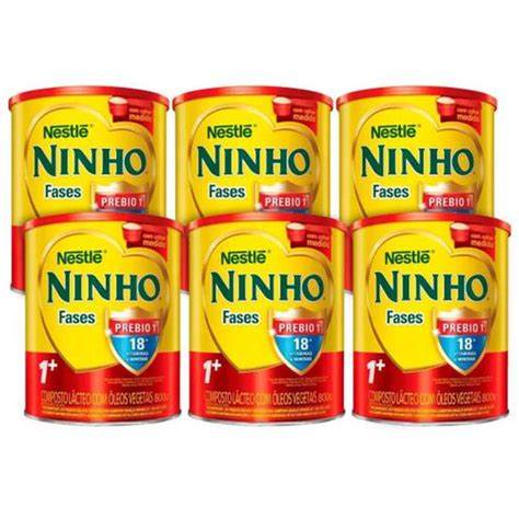 Leite Em Pó Infantil Ninho Fases 1 Kit 6 Latas 800G Composto Lácteo