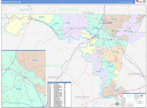 Washington County, MD Wall Map Color Cast Style by MarketMAPS - MapSales