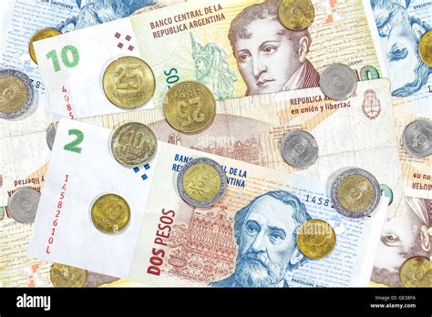 Money From Argentina Peso Banknotes And Coins Stock Photo Alamy