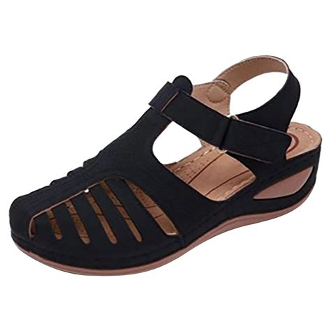 Gakvov Closed Toe Sandals For Women Casual Summer Hollow Out Vintage Wedge Sandal Gladiator