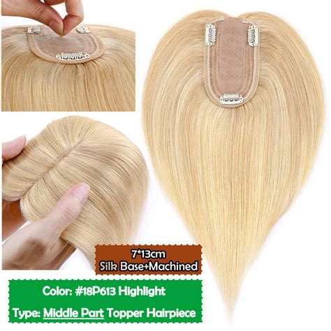 100 Remy Human Hair Silk Base Toupee Clip In Natural Topper Hairpiece