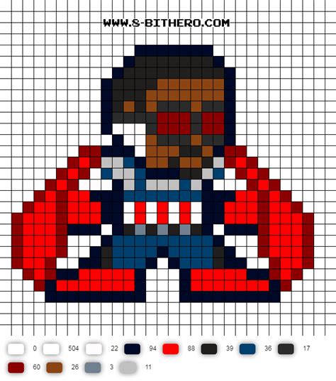 Captain America Falcon 8 Bit Perler Bead Pattern Pixel Art Templates