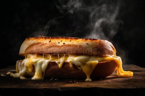 Tasty Hot Sliced Bread Sandwich With Melted Cheese On Fire AI