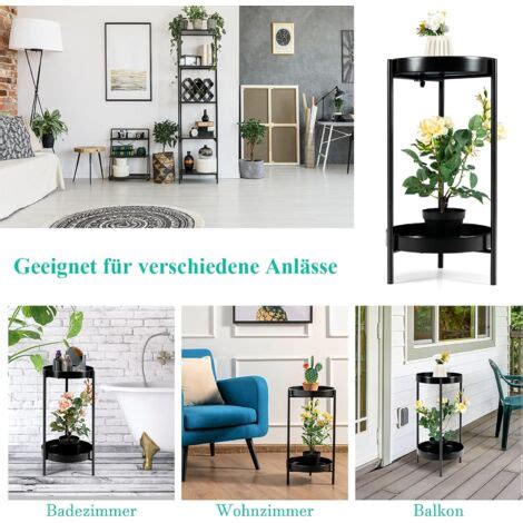 Costway Stoeckiger Pflanzenstaender Metall Blumenstaender Mit Ablage