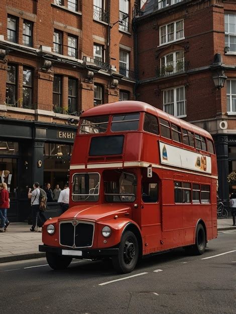 Red Double Decker Bus On A London Street Premium Ai Generated Image