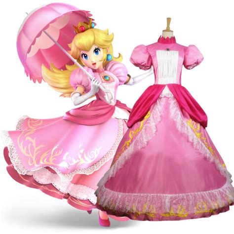 Super Smash Bros Ultimate Princess Peach Dress Ball Gown Cosplay