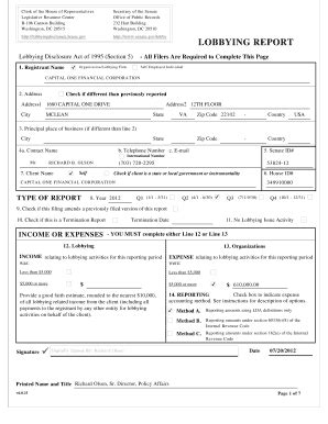 Fillable Online Lobbying Report Lobbying Disclosure Fax Email Print