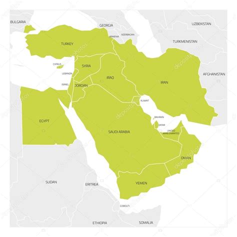 Map of Middle East region — Stock Vector © pyty #128247990