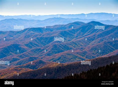 Mountain Ridges Trees Cloaked In Fall Foliage Colors Smokey Mountain