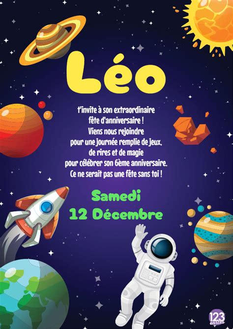 Invitation Anniversaire Astronaute Invitation Anniversaire Gratuite