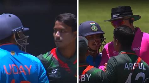 Watch India Captain Uday Saharans Verbal Spat With Bangladeshs