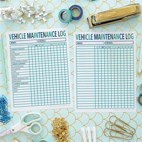 Vehicle Maintenance Log Printable Free Organizing Printables