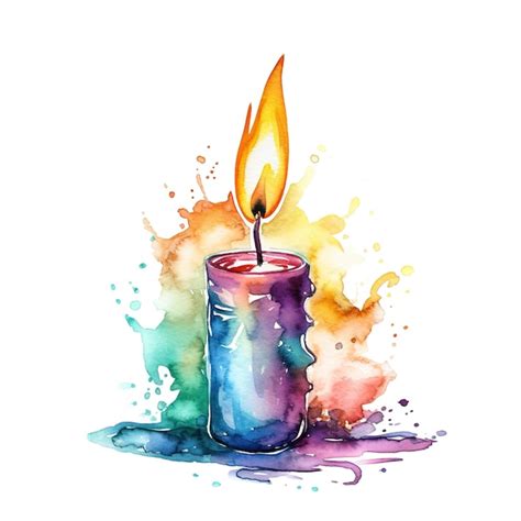 Premium Ai Image Watercolor Candles Illustration