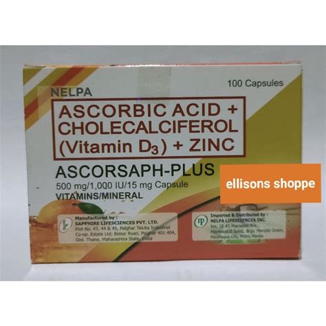 Ascorsaph Plus Ascorbic Acid D3 Zinc 100 Capsules Shopee Philippines