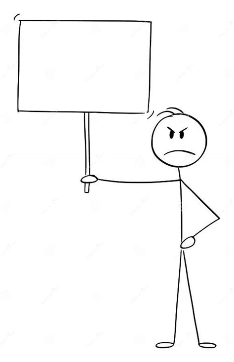 Angry Person Holding Empty Sign Vector Cartoon Stick Figure Illustration Stock Vector