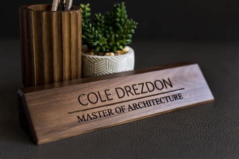 Personalized Wooden Desk Name Plate Custom Desk Wedge Name Etsy