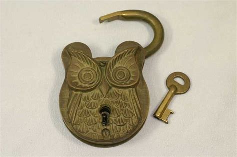 Vintage Antique Brass Padlock With Key Unique Owl Lock Antique Keys