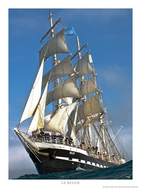 Poster Photo Le Trois M Ts Barque Belem Toutes Voiles Dehors