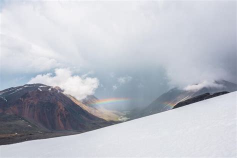 Premium Photo | Alpine landscape with vivid rainbow above mountain lake ...