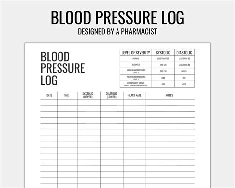 Blood Pressure Log Editable Printable Blood Pressure Tracker Medical