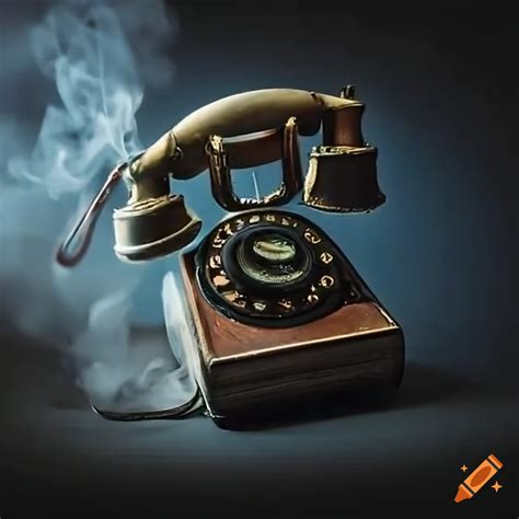 Vintage Telephone Surrounded By Swirling Black Smoke