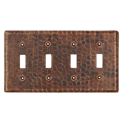 Premier Copper Products 4 Gang Standard Size Oil Rubbed Bronze Metal Indoor Toggle Wall Plate In