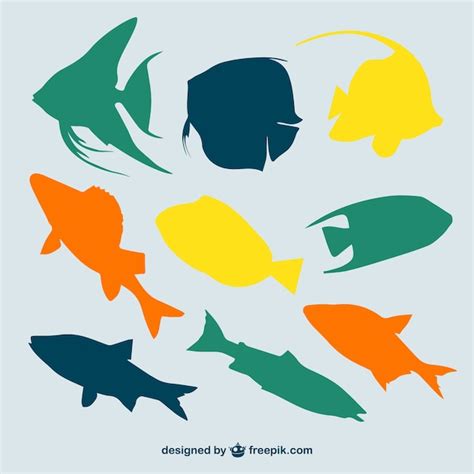 Siluetas De Peces Multicolores Vector Gratis