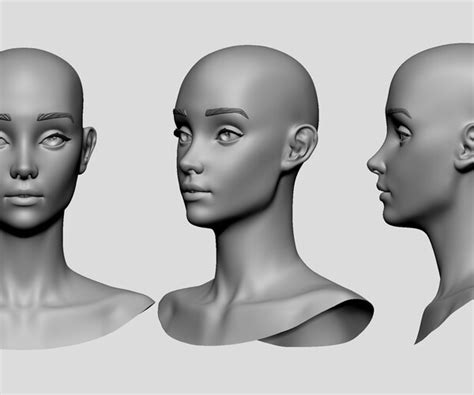 Artstation Reina Girl Head Base Mesh 6 Highpoly Stylized