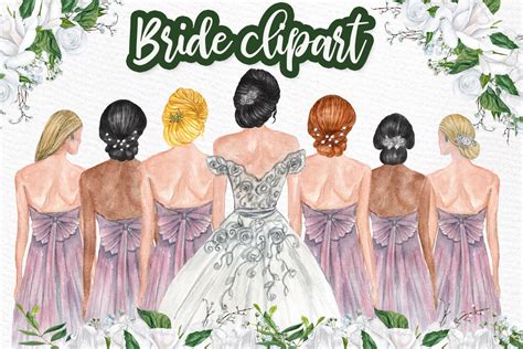 Bride And Bridesmaids Clipart People Illustrations ~ Creative Market