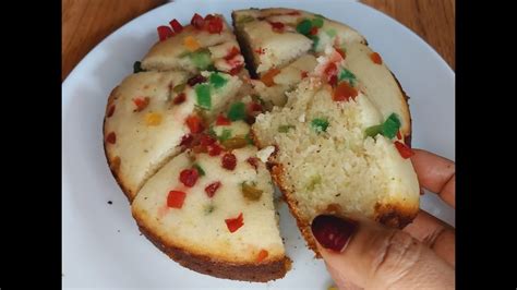 Tutti Frutti Rava Suji Cake Tea Time Eggless Cake On Gas Stove