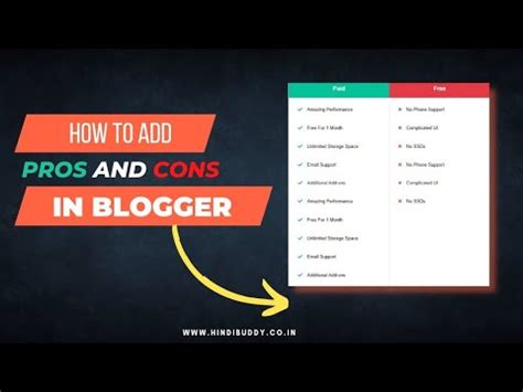 How To Create Pros And Cons Table In Blogger Post Or Page Responsive