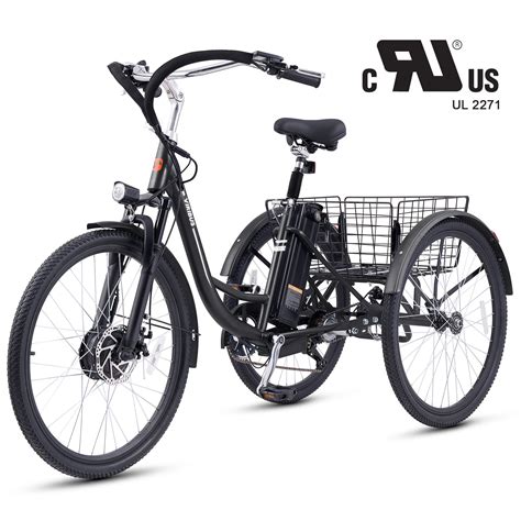 24 7 Speed Front Suspension Fork Dual Chain Electric Tricycle 350w 3
