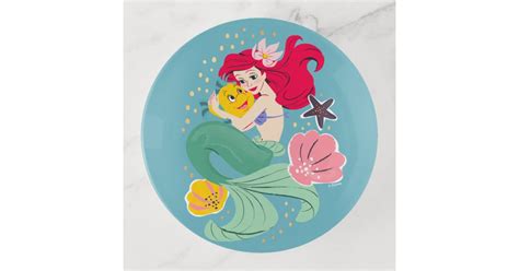 Princess Ariel Holding Flounder Illustration Trinket Tray Zazzle