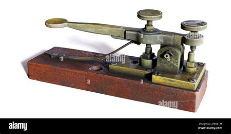 Vintage Morse Telegraph Key Isolated On White Background Stock Photo