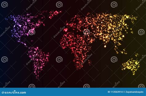 Glowing World Map Stock Vector Illustration Of Creative 113563914