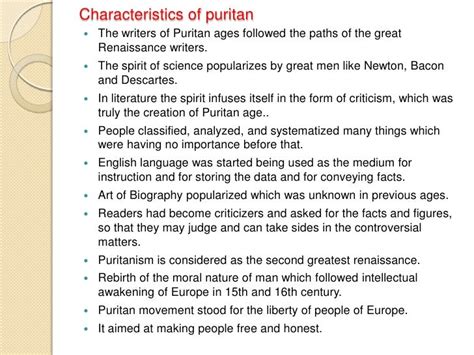 The Puritan Age 1600 1660