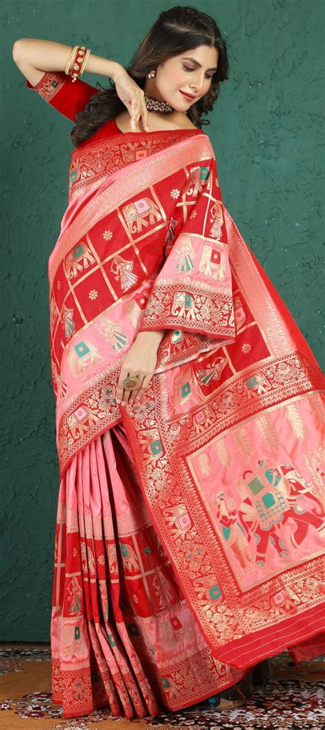 Party Wear Traditional Pink And Majenta Red And Maroon Color Patola