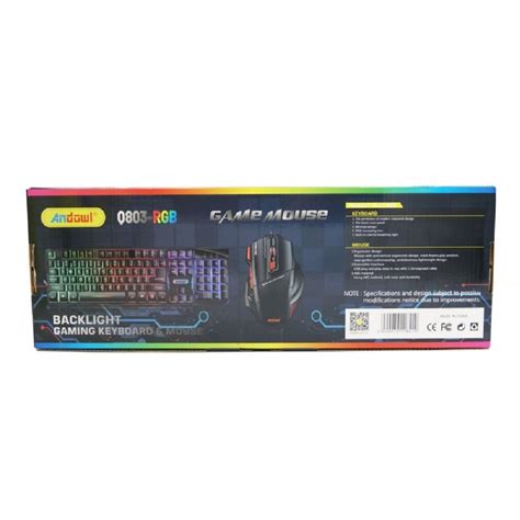 SET GIOCO CON TASTIERA LED MOUSE CABLATO USB RETROILLUMINATA Q803 RGB