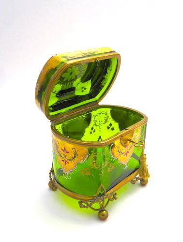 Stunning Large Antique Moser Glass Casket Box