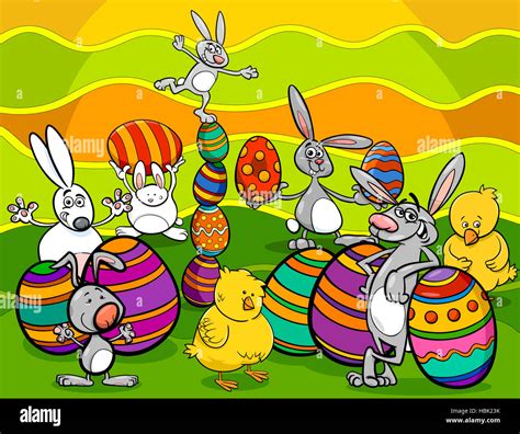 easter characters group cartoon Stock Photo - Alamy